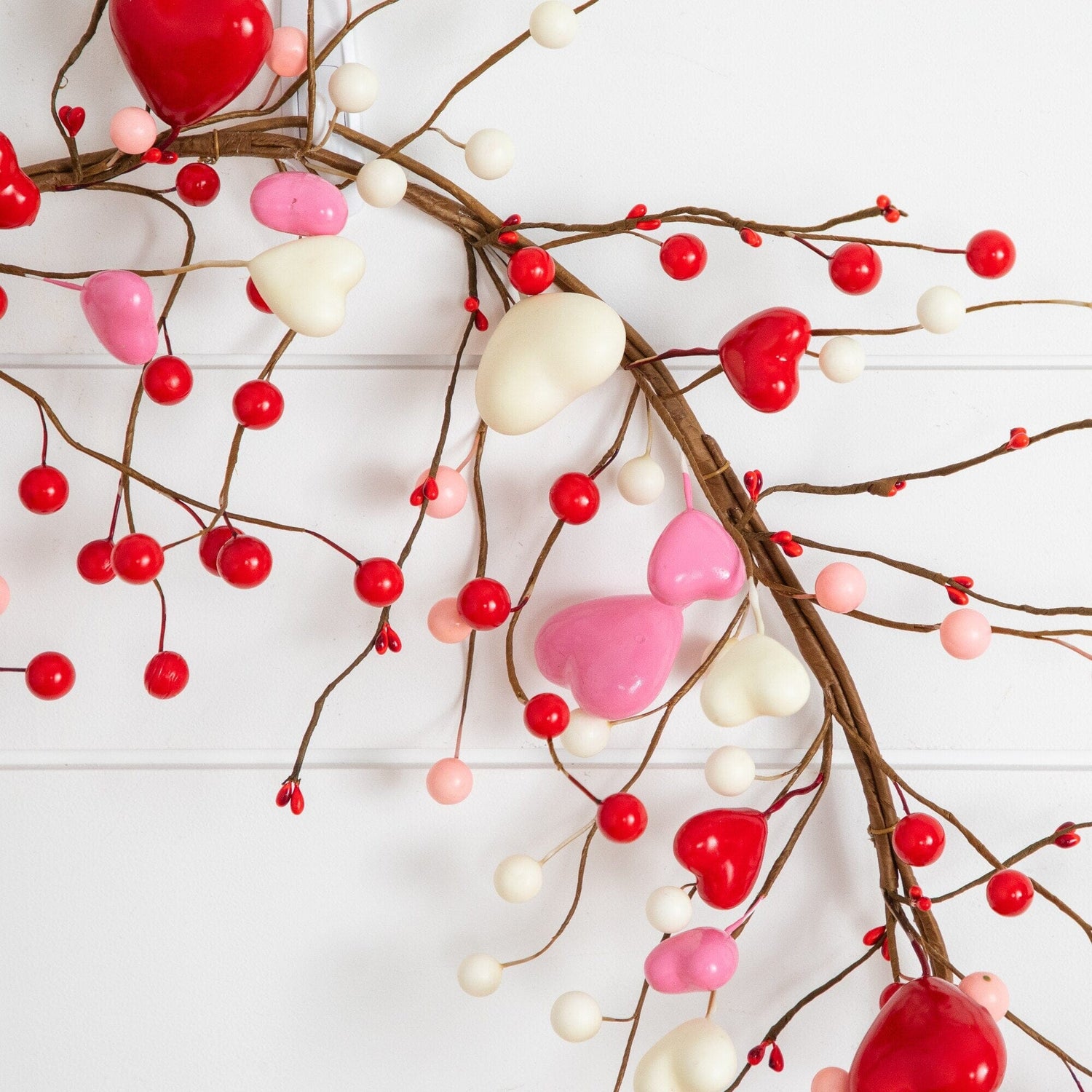 6' Artificial Valentine's Day Heart & Berry Twig Garland