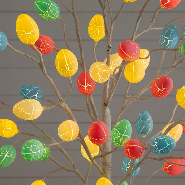 6' Pre-Lit Artificial Easter Twig Tree with 96 Egg Shaped LED Ornaments