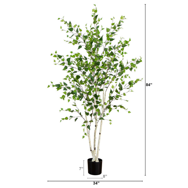 7’ Artificial Birch Tree with Real Touch Leaves