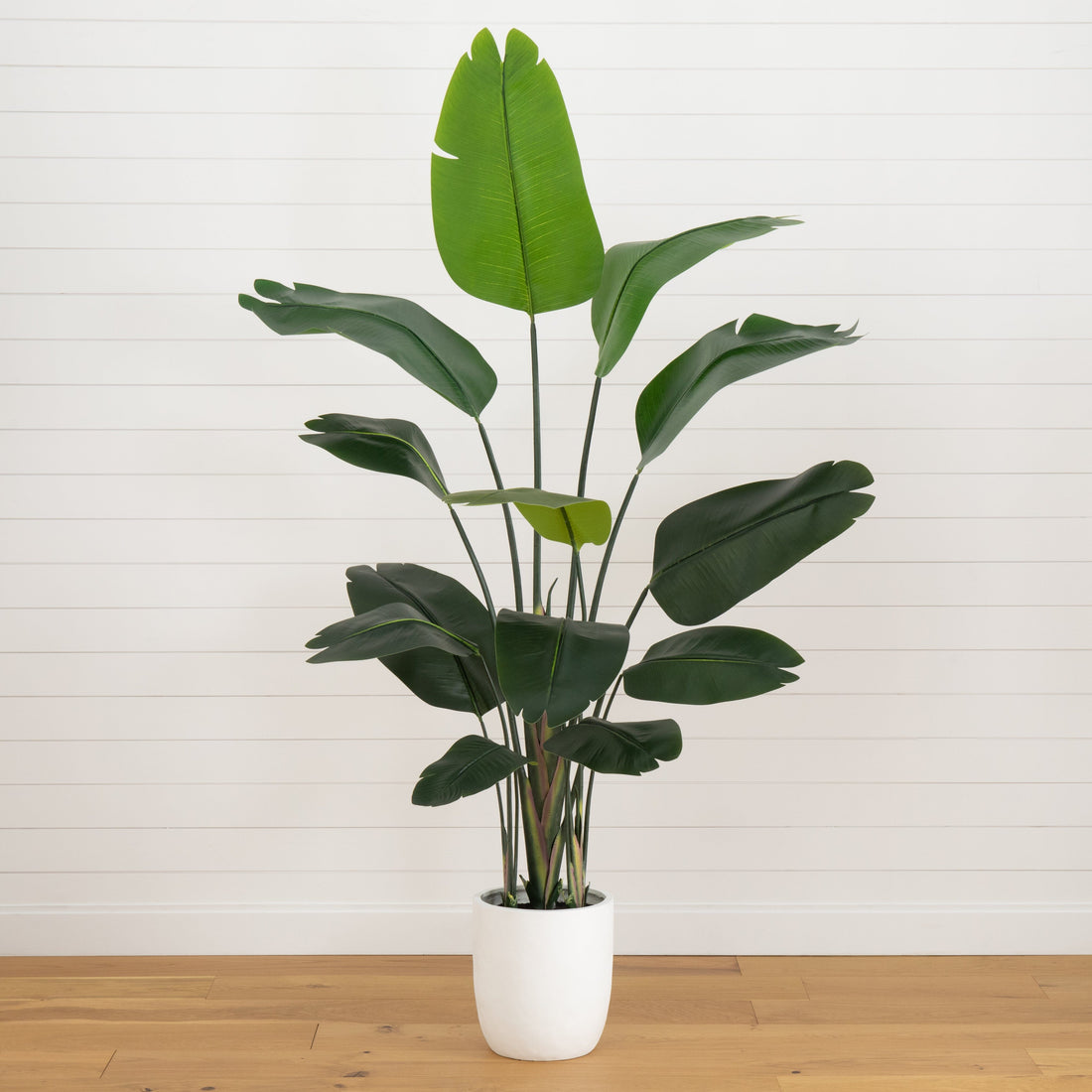 faux potted bird of paradise plant 7' Artificial Bird of Paradise Tree with Resin Stone Planter