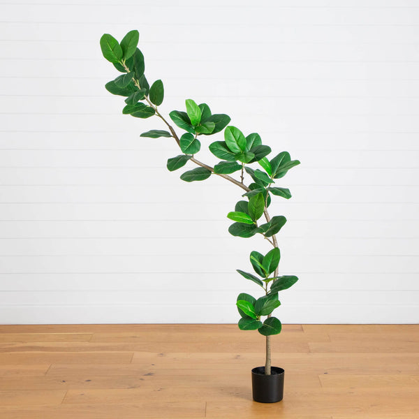 7' Artificial Curved Trunk Audrey Ficus Tree