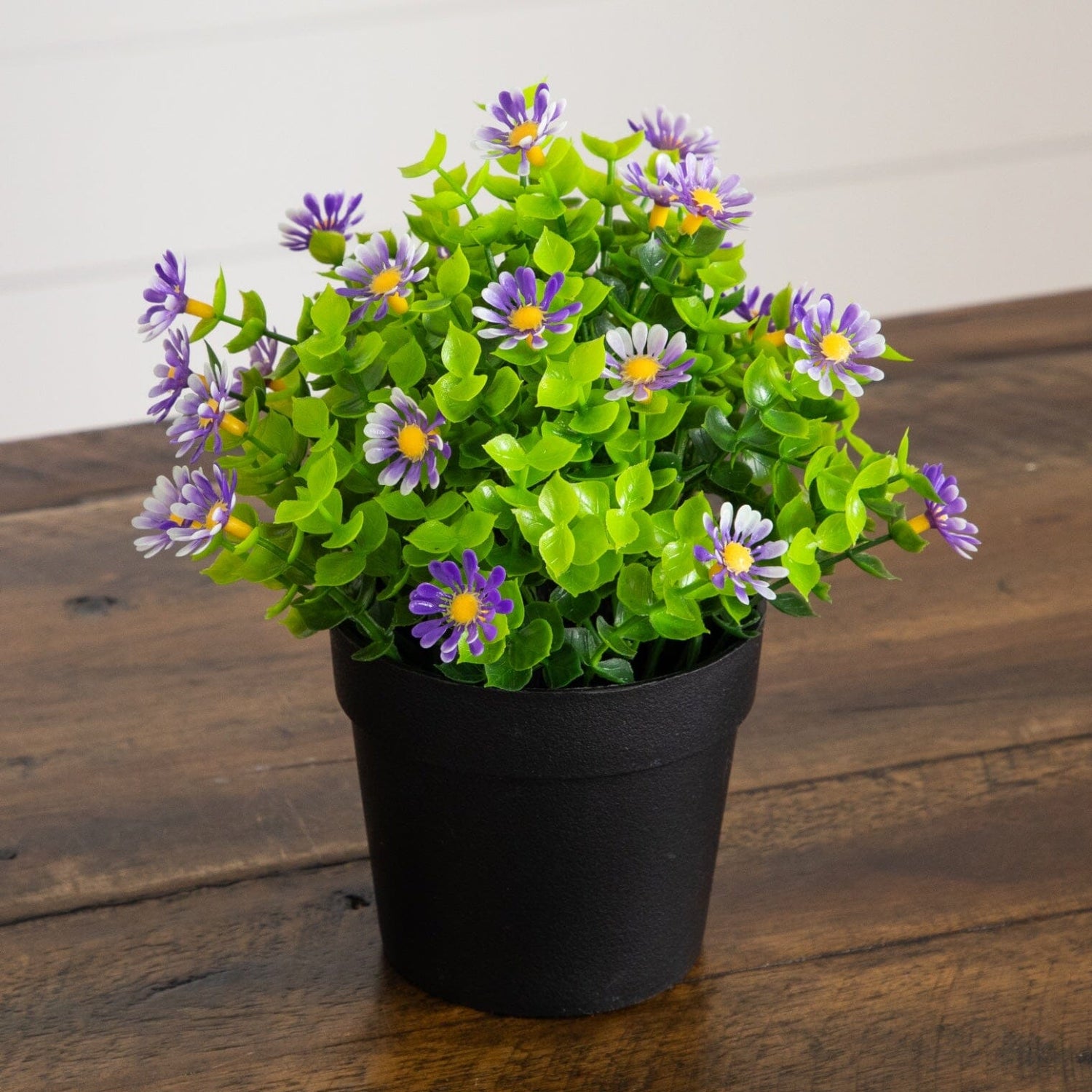 7" Artificial Daisy Plant in Black Pot - Set of 3