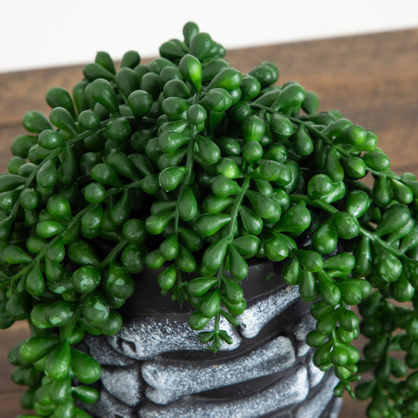 7” Artificial Halloween String of Pearls in Skeleton Hand Planter