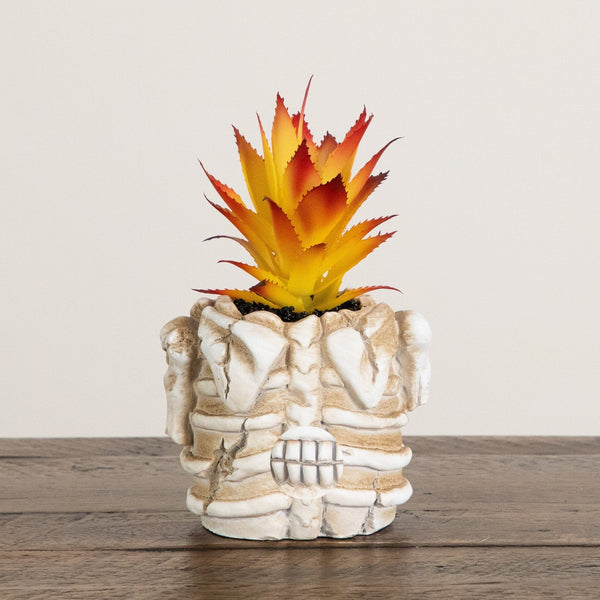 7” Artificial Halloween Succulent Plant in Skeleton Planter