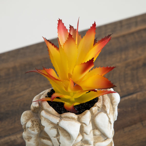 7” Artificial Halloween Succulent Plant in Skeleton Planter