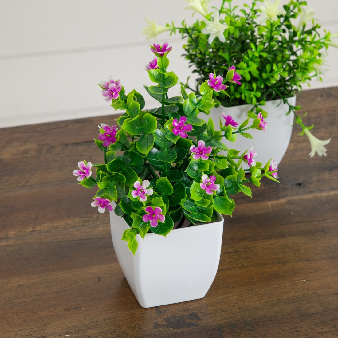 outdoor potted plants artificial 7” Artificial Mini Flowering Potted Plants