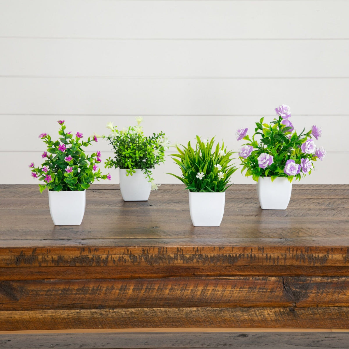 artificial desk plant 7” Artificial Mini Flowering Potted Plants