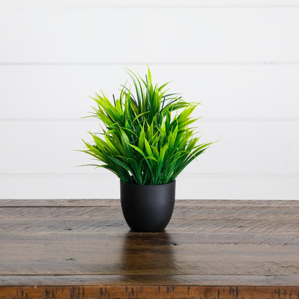7” Artificial Mixed Botanical Plant in Black Square Pot - Set of 4
