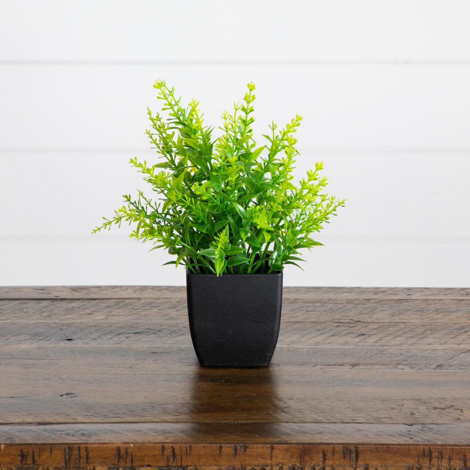7” Artificial Mixed Topiary Plant in Black Square Pot - Set of 4