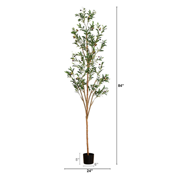 7' Artificial Olive Tree with Natural Trunk