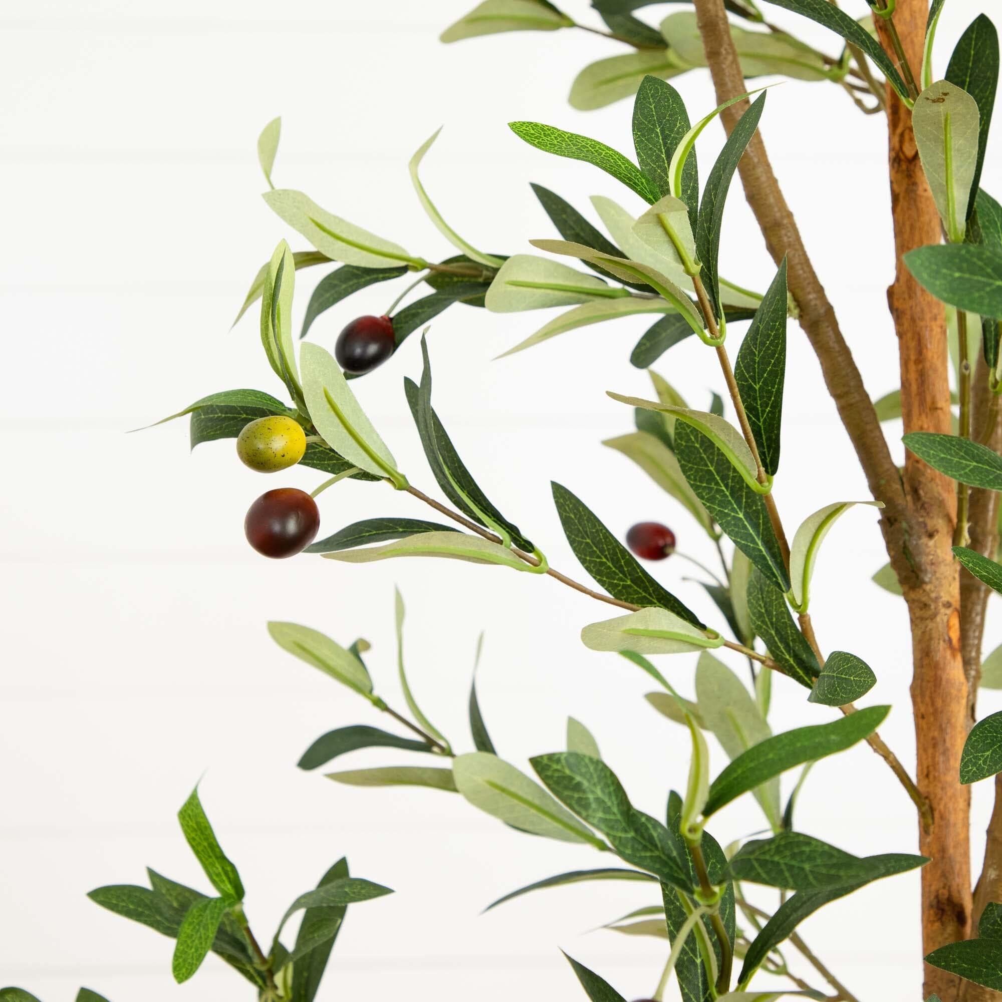 7' Artificial Olive Tree with Natural Trunk | Nearly Natural