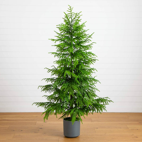 7' Artificial Real Touch Norfolk Island Pine Christmas Tree with Natural Look