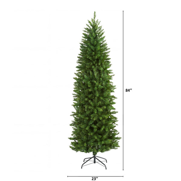 7’ Artificial Slim Green Mountain Pine Christmas Tree
