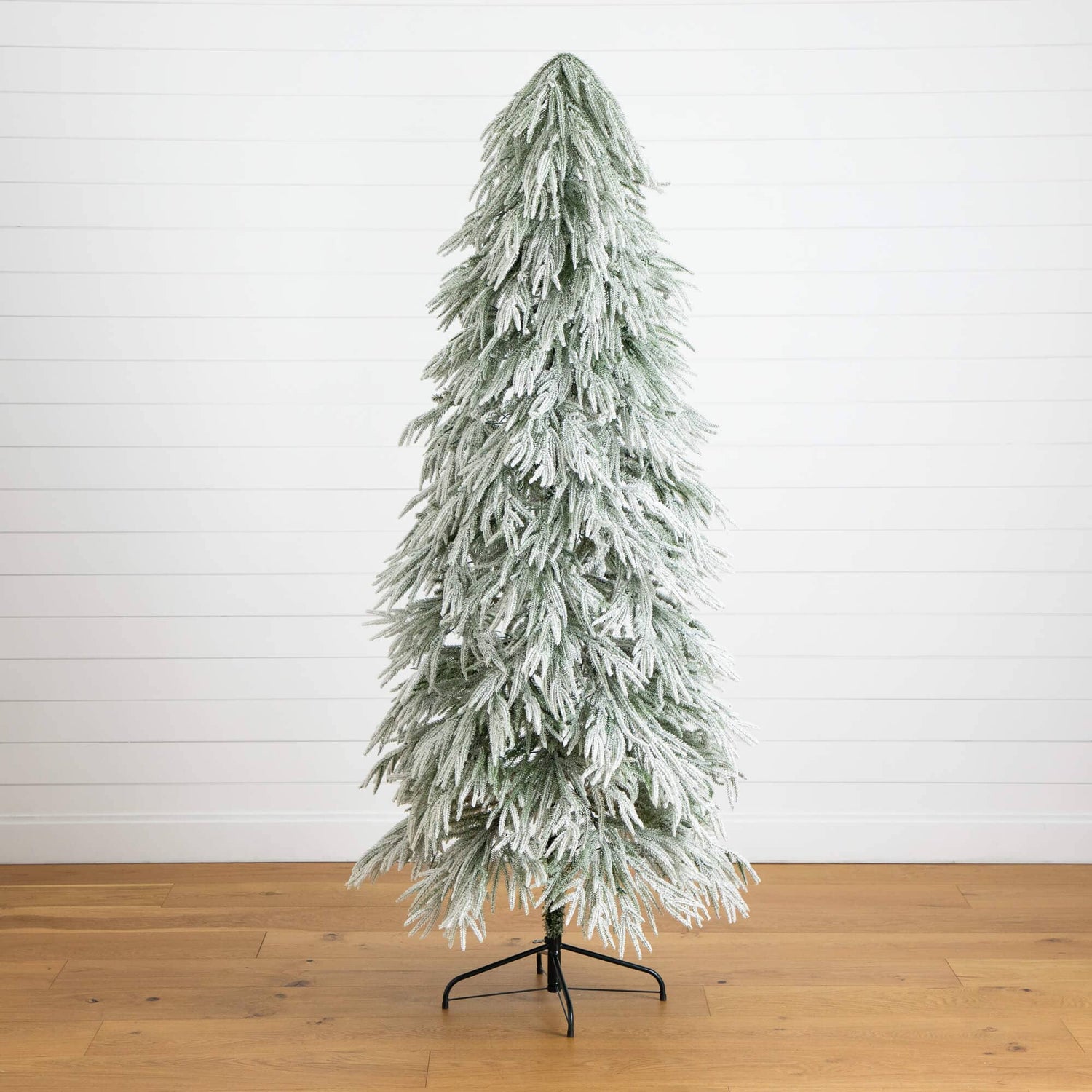 7' Flocked Down Swept Artificial Christmas Tree with 300 LED Lights