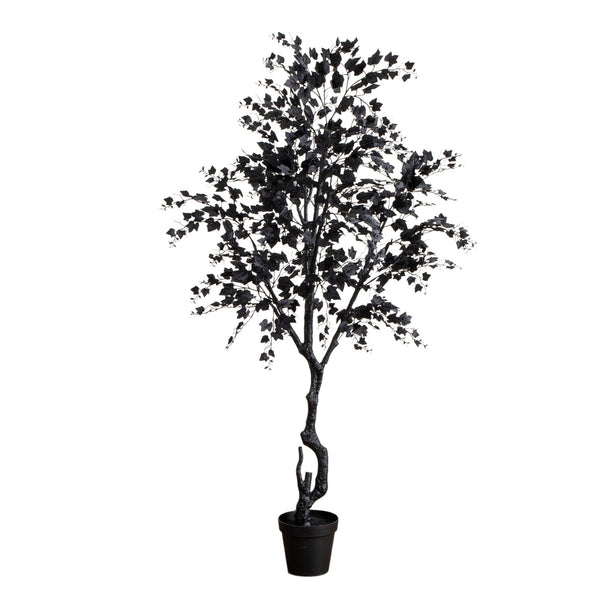 7' Artificial Halloween Black Maple Tree