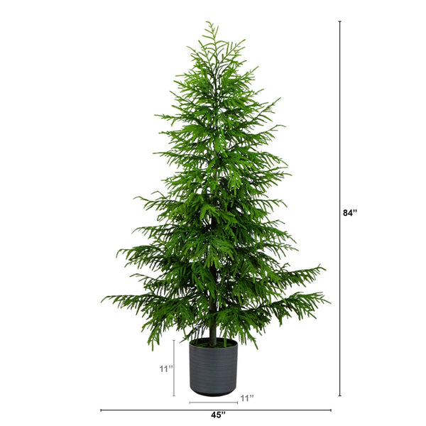 7' Artificial Real Touch Norfolk Island Pine Christmas Tree with Natural Look
