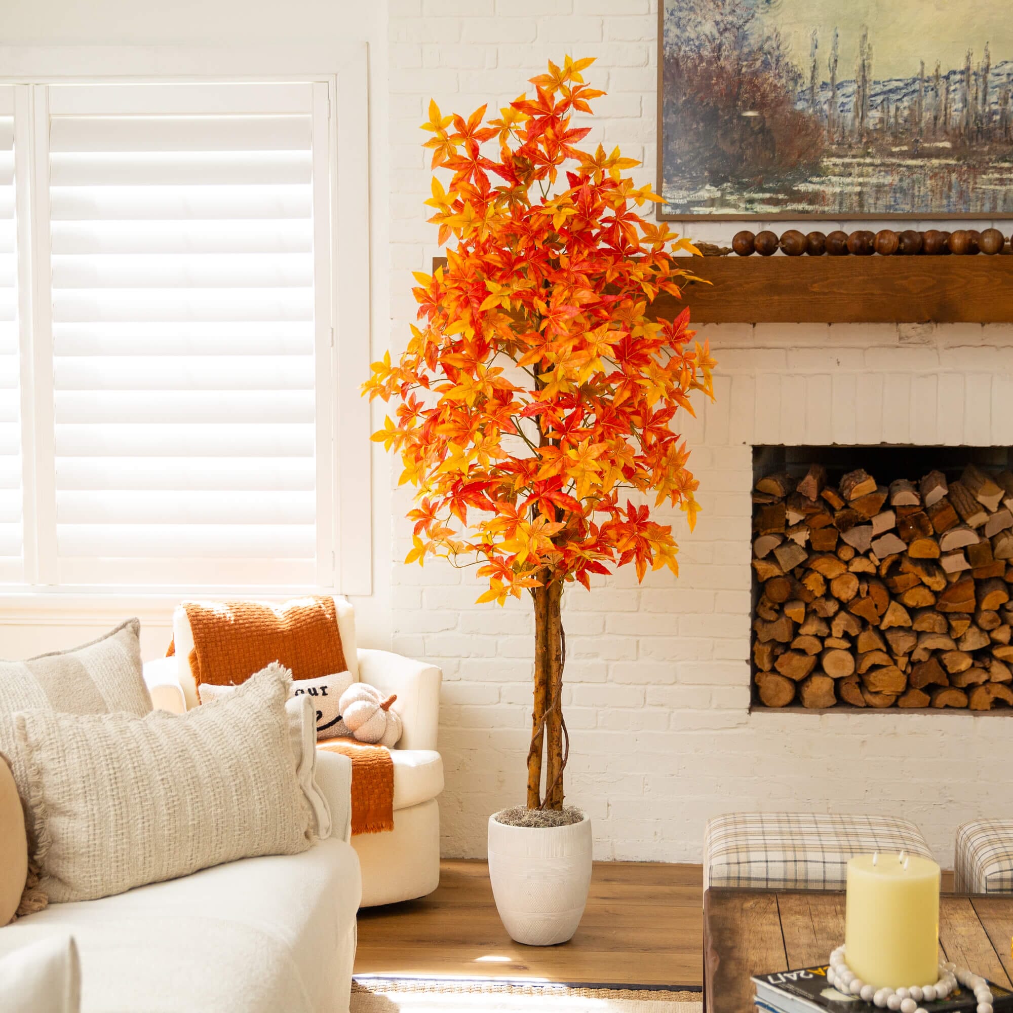 7' Autumn Deluxe Maple Artificial Fall Tree – Nearly Natural