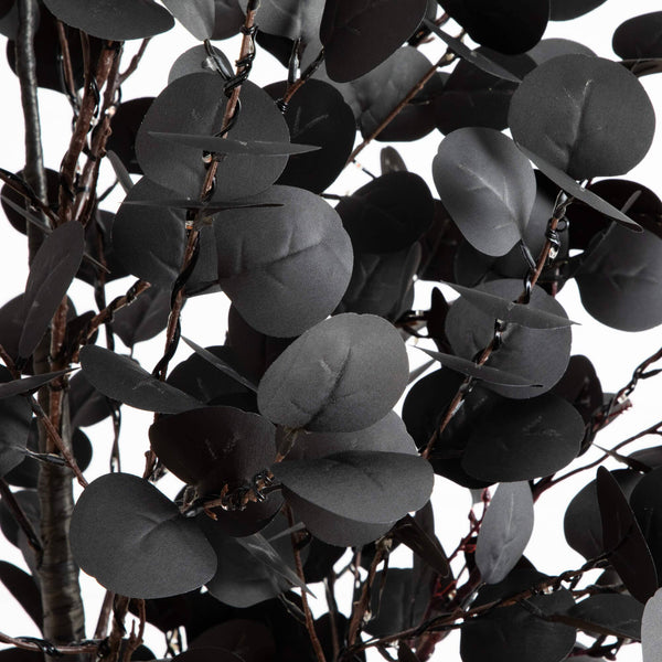 7' Pre-Lit Artificial Halloween Black Eucalyptus Tree with 420 Orange & Purple LED Lights