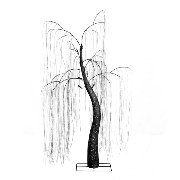 7' Pre-Lit Artificial Halloween Black Willow Tree with 600 Purple and Orange Dual Color LED Lights