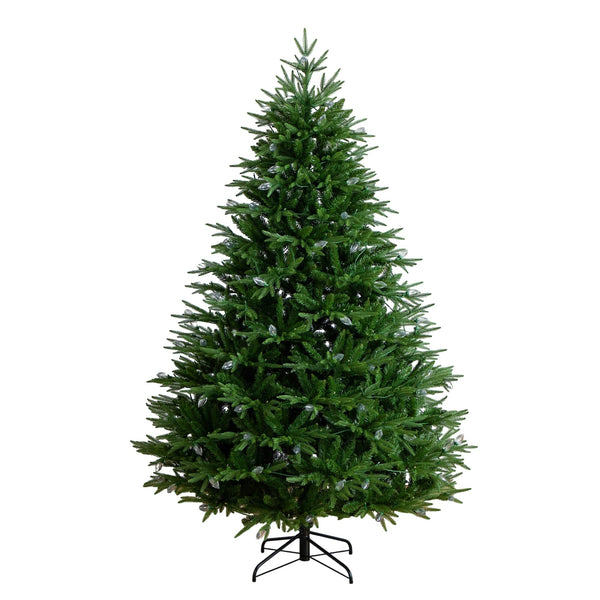 7' Pre-Lit Artificial Luxembourg Pine Christmas Tree with 340 Multicolored Traditional Bulb LED Lights