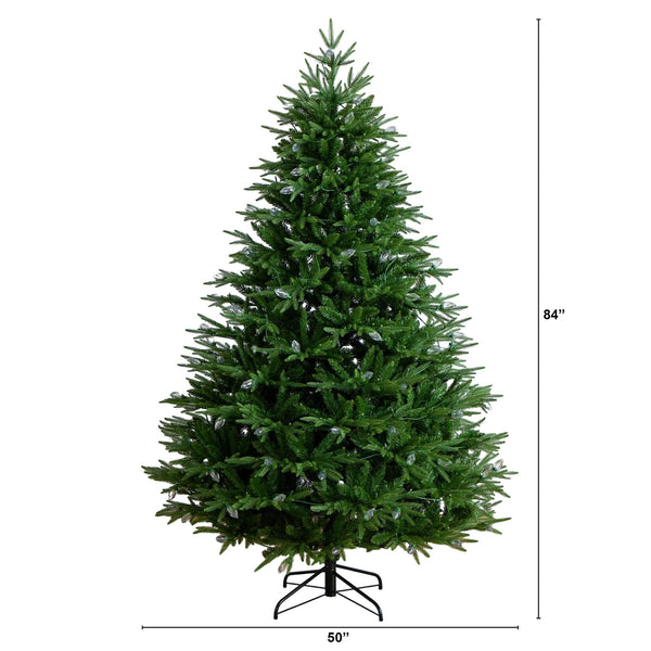 7' Pre-Lit Artificial Luxembourg Pine Christmas Tree with 340 Multicolored Traditional Bulb LED Lights