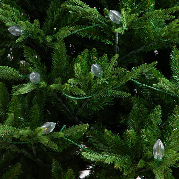 7' Pre-Lit Artificial Luxembourg Pine Christmas Tree with 340 Multicolored Traditional Bulb LED Lights