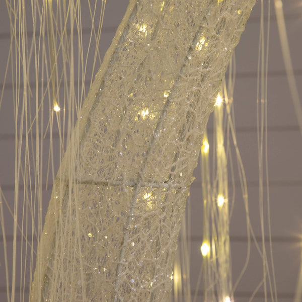 7' Pre-Lit Artificial White Willow Christmas Tree with 400 Cool White LED Light