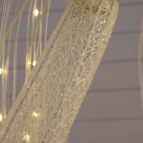 7' Pre-Lit Artificial White Willow Christmas Tree with 400 Cool White LED Light