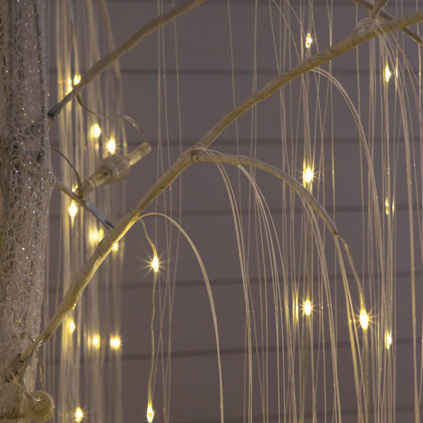 7' Pre-Lit Artificial White Willow Christmas Tree with 400 Cool White LED Light