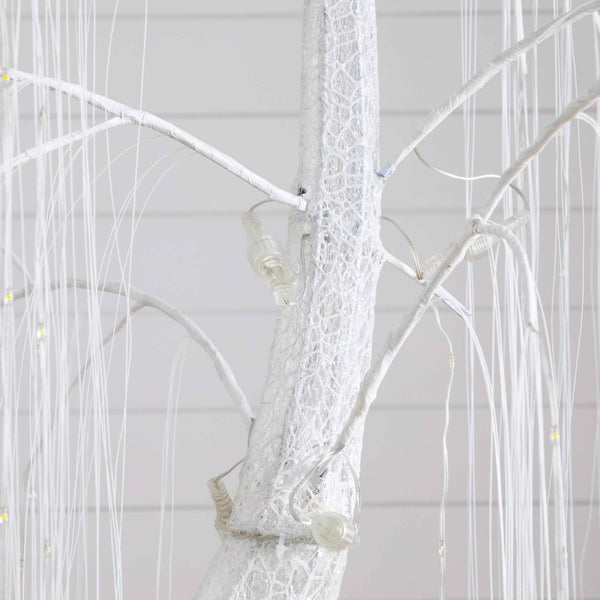 7' Pre-Lit Artificial White Willow Christmas Tree with 400 Cool White LED Light