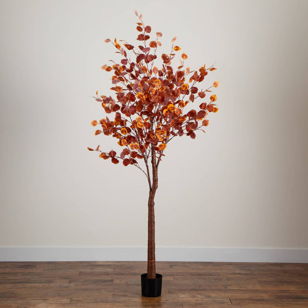 7' Pre-Lit Grand Autumn Eucalyptus Artificial Fall Tree with 420 Warm White LED Lights