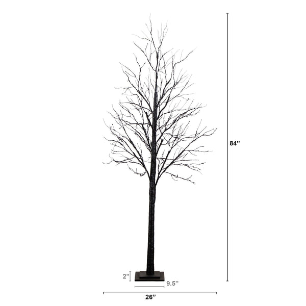 7' Pre-Lit Halloween Black Twig Artificial Tree with 390 Orange & Purple LED Lights