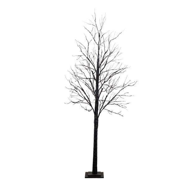 7' Pre-Lit Halloween Black Twig Artificial Tree with 390 Orange & Purple LED Lights