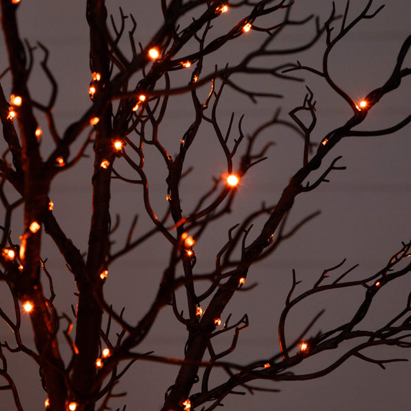 7' Pre-Lit Halloween Minimalist Twig Artificial Fall Tree with 400 Orange & Purple LED Lights