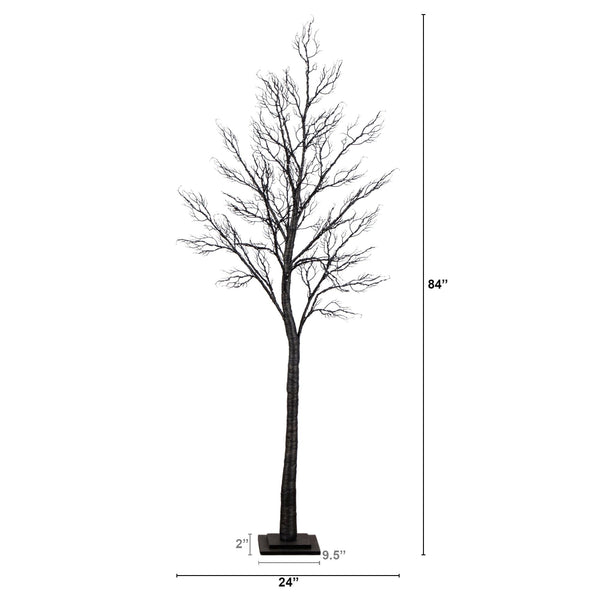7' Pre-Lit Halloween Minimalist Twig Artificial Fall Tree with 400 Orange & Purple LED Lights