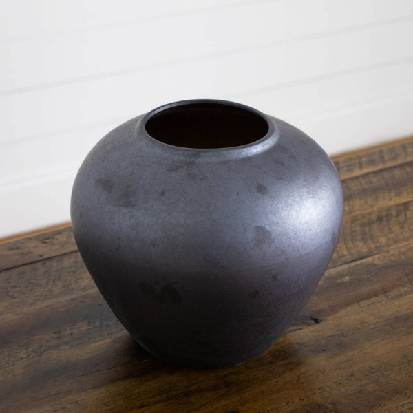 7" Black Round Urn Vase