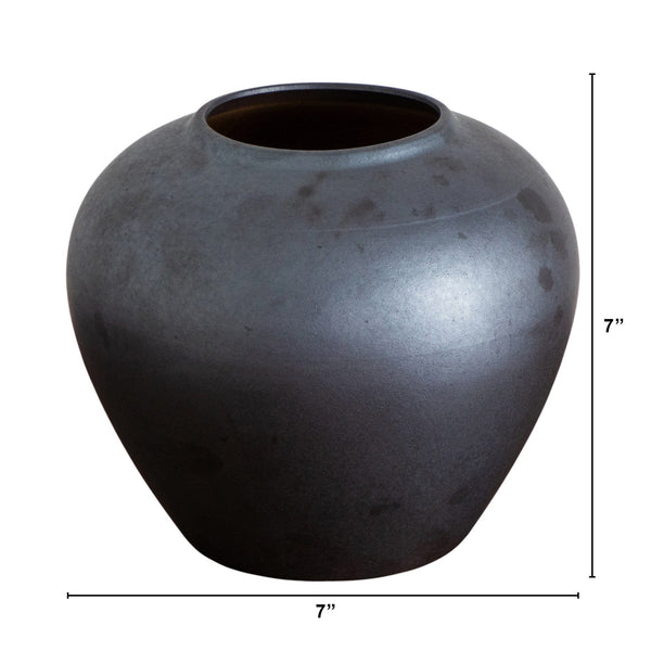7" Black Round Urn Vase