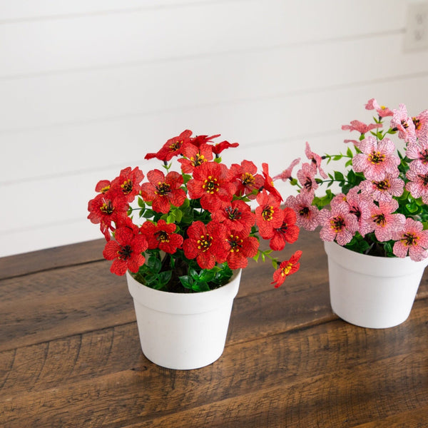 7” Mini Daisy Arrangement in Decorative Pot -Set of 3