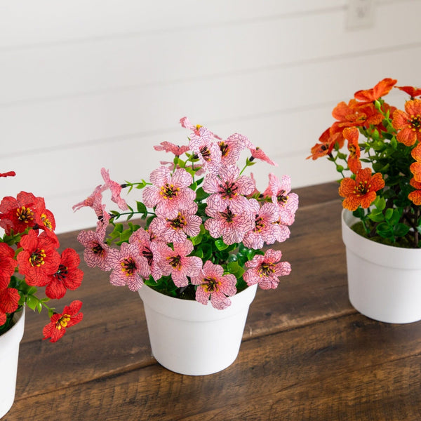 7” Mini Daisy Arrangement in Decorative Pot -Set of 3