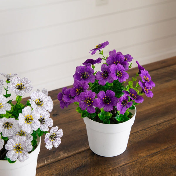 7” Mini Daisy Arrangement in Decorative Pot -Set of 3