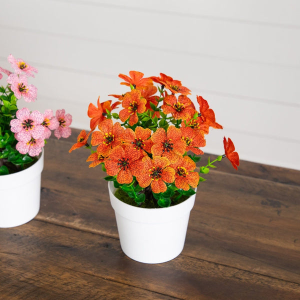 7” Mini Daisy Arrangement in Decorative Pot -Set of 3