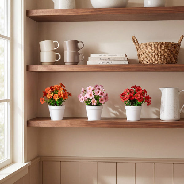 7” Mini Daisy Arrangement in Decorative Pot -Set of 3