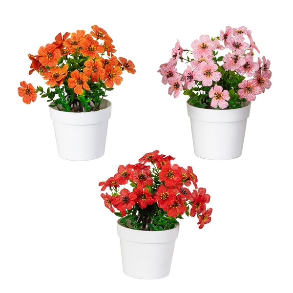 7” Mini Daisy Arrangement in Decorative Pot -Set of 3