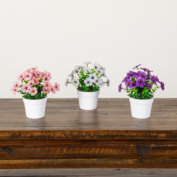 7” Mini Daisy Arrangement in Decorative Pot -Set of 3