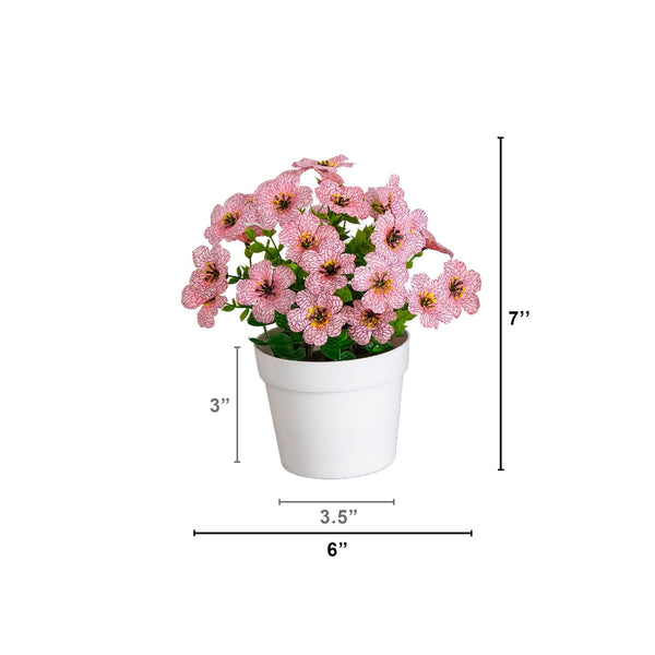 7” Mini Daisy Arrangement in Decorative Pot -Set of 3