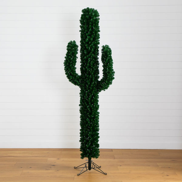 7' Pre-Lit Artificial Cactus Christmas Tree with 500 Micro LED Lights