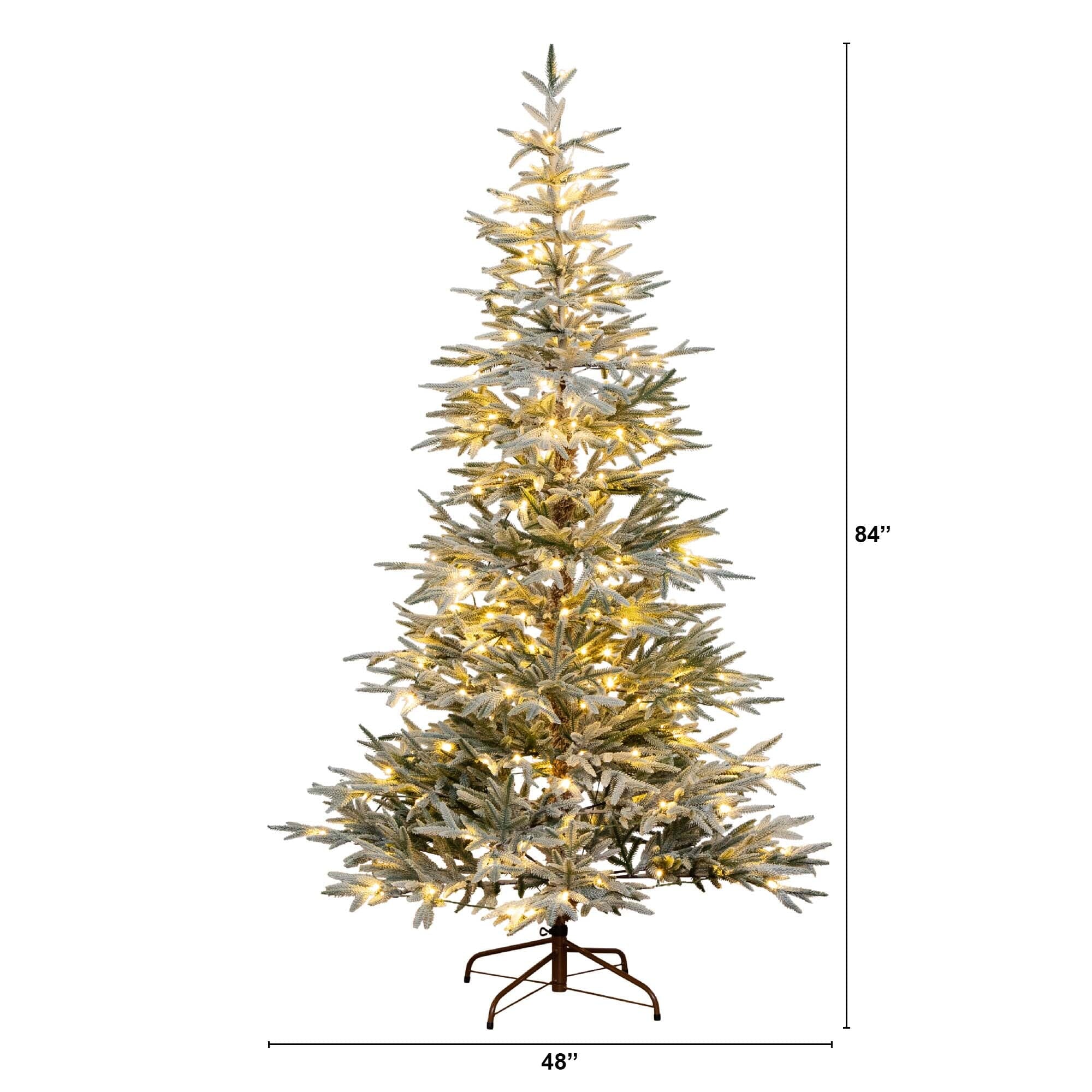 7' Pre-Lit Artificial Flocked Woodland Fir Christmas Tree with 200