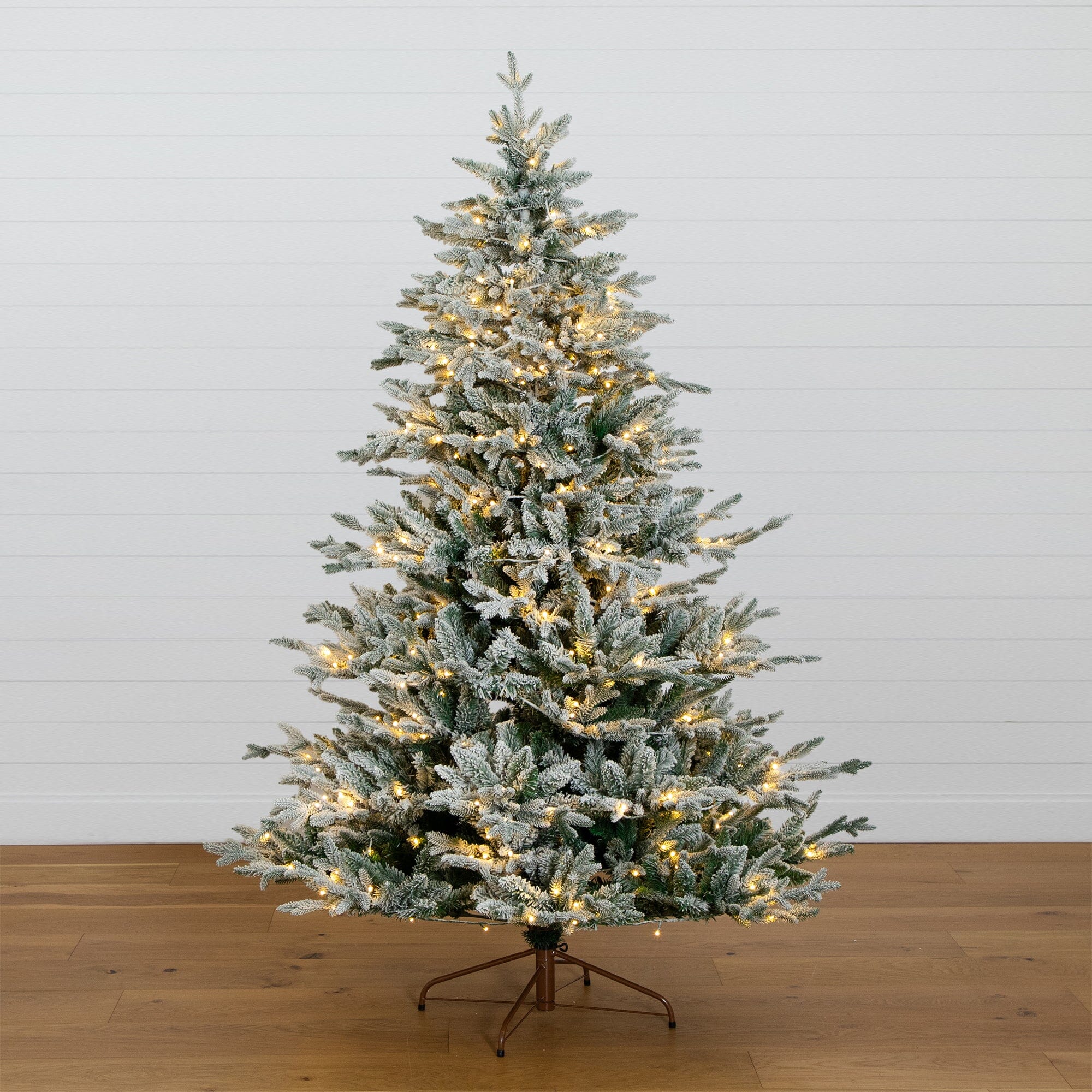 7' Pre-Lit Artificial Fraser Fir Flocked Christmas Tree with