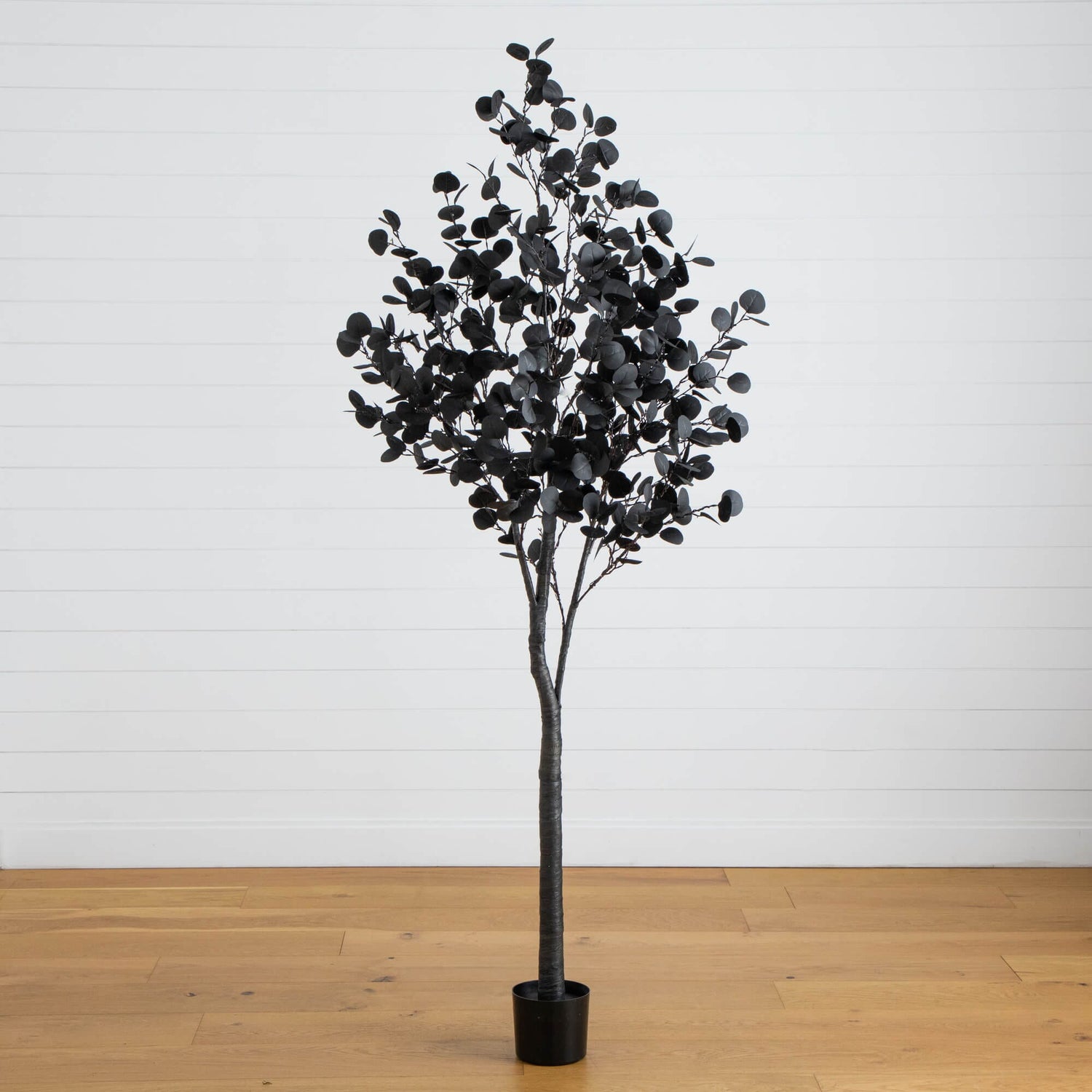 7' Pre-Lit Artificial Halloween Black Eucalyptus Tree with 420 Orange & Purple LED Lights