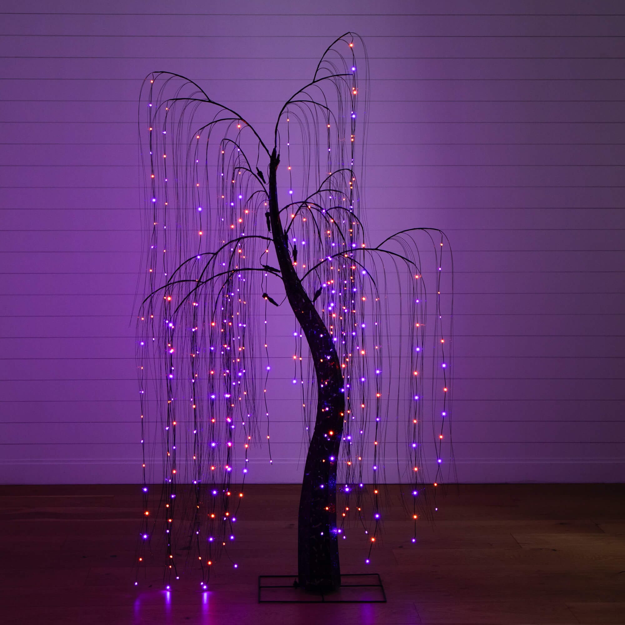 7ft. Pre-Lit Artificial Halloween Black Willow Tree